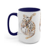 Bengal Cat Kitten Stretch Watercolor Art Two-Tone Coffee Mugs 15Oz / Blue Mug