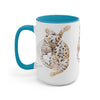 Bengal Cat Kitten Stretch Watercolor Art Two-Tone Coffee Mugs 15Oz / Light Blue Mug
