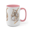 Bengal Cat Kitten Stretch Watercolor Art Two-Tone Coffee Mugs 15Oz Mug
