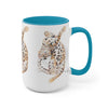 Bengal Cat Kitten Stretch Watercolor Art Two-Tone Coffee Mugs 15Oz Mug