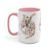 Bengal Cat Kitten Stretch Watercolor Art Two-Tone Coffee Mugs 15Oz / Pink Mug