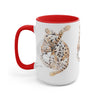 Bengal Cat Kitten Stretch Watercolor Art Two-Tone Coffee Mugs 15Oz / Red Mug