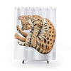 Bengal Cat Nap Watercolor Art Shower Curtain 71 × 74 Home Decor