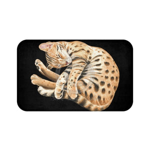 Bengal Cat Nap Watercolor Black Art Bath Mat 34 × 21 Home Decor