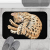 Bengal Cat Nap Watercolor Black Art Bath Mat Home Decor
