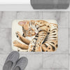 Bengal Cat Nap Watercolor Ink Art Bath Mat Home Decor