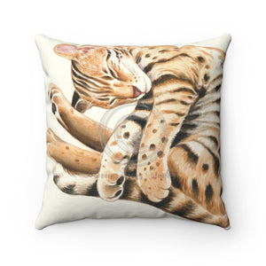 Bengal Cat Nap Watercolor Pillow 14 × Home Decor