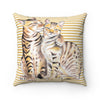 Bengal Cats Beige Stripes Watercolor Art Square Pillow Home Decor