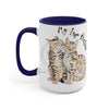 Bengal Cats Kiss Watercolor Art Two-Tone Coffee Mugs 15Oz / Blue Mug