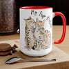Bengal Cats Kiss Watercolor Art Two-Tone Coffee Mugs 15Oz Mug
