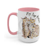 Bengal Cats Kiss Watercolor Art Two-Tone Coffee Mugs 15Oz / Pink Mug