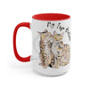 Bengal Cats Kiss Watercolor Art Two-Tone Coffee Mugs 15Oz / Red Mug