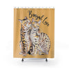 Bengal Cats Love Beige Ink Watercolor Shower Curtain 71X74 Home Decor