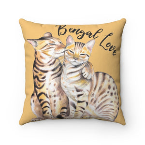 Bengal Cats Love Beige Square Pillow 14X14 Home Decor