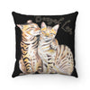 Bengal Cats Love Black Square Pillow 14X14 Home Decor