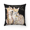 Bengal Cats Love Black Square Pillow Home Decor