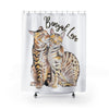 Bengal Cats Love White Ink Watercolor Shower Curtain 71X74 Home Decor