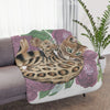 Bengal Kitten And Roses Watercolor Art Tan Sherpa Blanket 60 × 50 Home Decor