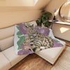 Bengal Kitten And Roses Watercolor Art Tan Sherpa Blanket Home Decor