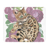 Bengal Kitten And Roses Watercolor Art Tan Sherpa Blanket Home Decor