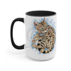 Bengal Kitten Blue Splash Watercolor Ink Art Two-Tone Coffee Mugs 15Oz / Black Mug