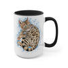 Bengal Kitten Blue Splash Watercolor Ink Art Two-Tone Coffee Mugs 15Oz Mug