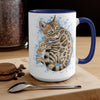 Bengal Kitten Blue Splash Watercolor Ink Art Two-Tone Coffee Mugs 15Oz Mug