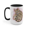 Bengal Kitten Pink Splash Watercolor Ink Art Two-Tone Coffee Mugs 15Oz / Black Mug