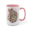Bengal Kitten Pink Splash Watercolor Ink Art Two-Tone Coffee Mugs 15Oz Mug