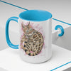 Bengal Kitten Pink Splash Watercolor Ink Art Two-Tone Coffee Mugs 15Oz Mug