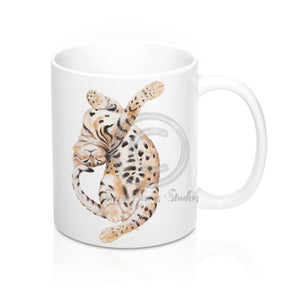 Bengal Kitten Stretch Watercolor Ink Art Mug 11Oz