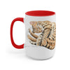 Bengal Napping Watercolor Art Two-Tone Coffee Mugs 15Oz / Red Mug