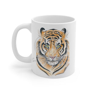 Bengal Tiger Yellow Eyes Ink Art Mug 11Oz