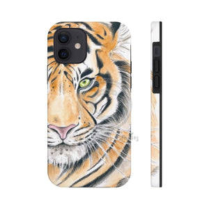 Bengal Tiger Yellow Eyes Ink White Case Mate Tough Phone Cases Iphone 12