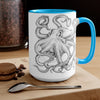 Black And White Kraken Octopus Ink Art Two-Tone Coffee Mugs 15Oz Mug