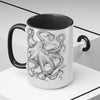 Black And White Kraken Octopus Ink Art Two-Tone Coffee Mugs 15Oz Mug