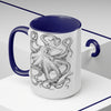 Black And White Kraken Octopus Ink Art Two-Tone Coffee Mugs 15Oz Mug