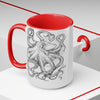 Black And White Kraken Octopus Ink Art Two-Tone Coffee Mugs 15Oz Mug