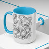 Black And White Kraken Octopus Ink Art Two-Tone Coffee Mugs 15Oz Mug