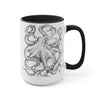 Black And White Kraken Octopus Ink Art Two-Tone Coffee Mugs 15Oz Mug