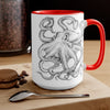 Black And White Kraken Octopus Ink Art Two-Tone Coffee Mugs 15Oz Mug