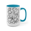 Black And White Kraken Octopus Ink Art Two-Tone Coffee Mugs 15Oz Mug