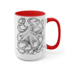 Black And White Kraken Octopus Ink Art Two-Tone Coffee Mugs 15Oz Mug