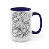 Black And White Kraken Octopus Ink Art Two-Tone Coffee Mugs 15Oz Mug