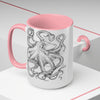 Black And White Kraken Octopus Ink Art Two-Tone Coffee Mugs 15Oz Mug