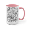 Black And White Kraken Octopus Ink Art Two-Tone Coffee Mugs 15Oz / Pink Mug