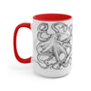 Black And White Kraken Octopus Ink Art Two-Tone Coffee Mugs 15Oz / Red Mug