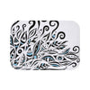 Black Ink Floral Abstract Pattern On White Bath Mat Small 24X17 Home Decor