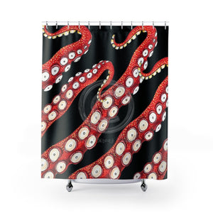 Black Kraken Octopus Tentacles Ink Shower Curtain 71 × 74 Home Decor