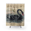 Black Swan Music Vintage Art Shower Curtain 71 × 74 Home Decor